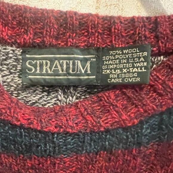 2XL X Tall Stratum Sweater Men's Vintage Wool Marbled Stripe Crew Neck Sweater - Picture 3 of 3